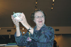 Mercy Sister Mary Ruth Broz of Chicago holds a bowl of sage on March 3 as she discusses the wisdom that women gain from the experiences of aging. She was the keynote speaker for St. Christopher Parish&rsquo;s fifth annual Catholic Women&rsquo;s Conference in Indianapolis.