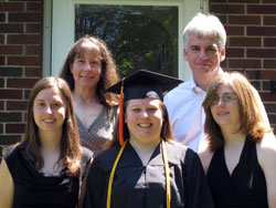 The five members of the Ranck family have all been valedictorians of their high school classes. They are, top row, from left, Kris and Joe Ranck, and bottom row, from left, Carolyn, Amanda and Helen Ranck. The photo was taken after Amanda&rsquo;s college graduation at the University of Evansville on May 12. (Submitted photo) 