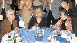 Sixty-one years after their parents donated the land for Camp Rancho Framasa, the daughters of Judy and Bert Dingle were honored on June 9. From left, Frances Quigley, Samuella &ldquo;Sammy&rdquo; Emrich and Margie Sperry receive a standing ovation.	(Submitted	photo)	