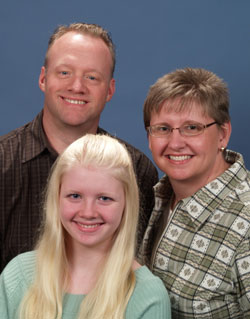 The example of two grieving strangers led Jon McKamey on a journey of faith that helped him to meet his wife, Joan&mdash;a union of family that also includes their daughter, Claire. (Submitted photo) 