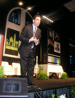 Daniel Pink, the author of A Whole New Mind, told educators attending the National Catholic Educational Association on March&nbsp;27 that empathy is highly desired in the changing economy, a quality he sees at the core of Catholic education. (Photo by John Shaughnessy) 