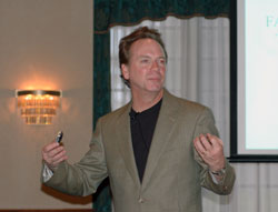 Dr. Alan Wolfelt, the founder and director of the Center for Loss and Life Transition in Fort Collins, Colo., was the keynote speaker for &ldquo;The Wilderness of Grief: Finding Your Way,&rdquo; on April 8, and &ldquo;Living in the &lsquo;Shadow of the Ghosts&rsquo; of Grief&rdquo; on April 9 at&nbsp;the Community Life Center at Washington Park Cemetery in Indianapolis. (Photo by Mary Ann Wyand) 