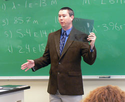 Ben Grimes, a physics&nbsp;teacher at Roncalli High School in Indianapolis, said one of the most rewarding parts of his job is &ldquo;when the students recognize what is going on around them.&rdquo; (Photo by Bryce Bennett)