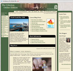 Screenshot of our World Youth Day blog