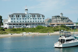 As the Block Island Ferry nears the dock at Old Harbor, tourists can see the historic National&nbsp;Hotel and other clapboard buildings that line the coast. The island became part of the colony of Rhode&nbsp;Island in 1672, and was originally named &ldquo;New Shoreham.&rdquo; A Dutch map that dates back to 1685 identifies the island as &ldquo;Adriaen Blocks Eylant&rdquo; for Dutch explorer Adrian Block. (Photo by Mary Ann Wyand) 