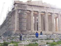 Pilgrims participating in Saint Meinrad Archabbey&rsquo;s &ldquo;Following in the Steps of St. Paul&rdquo; pilgrimage from March 3-13 tour the ruins of the Parthenon at the Acropolis in Athens, Greece. (Submitted photo) 