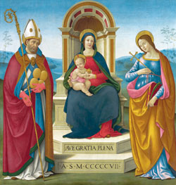 After a two-year restoration effort by a team of conservators, this&nbsp;altarpiece titled &ldquo;Virgin and Child Enthroned with St.&nbsp;Justus of&nbsp;Volterra and St. Margaret of Antioch&rdquo; is on display in the Clowes&nbsp;Courtyard at the Indianapolis Museum of Art. It was painted by artist Sebastiano Mainardi of Florence in 1507 during the height of the Italian Renaissance. (Submitted photo/courtesy Indianapolis Museum of Art) 