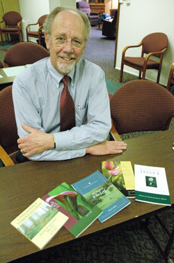 Dr. James Miller, a nationally known inspirational speaker, grief ministry specialist and author from Fort&nbsp;Wayne, Ind., was the keynote presenter for the eighth annual Catholic Cemeteries Association&rsquo;s Mission Day for caregivers on March 24 at Our Lady of Fatima Retreat House in Indianapolis. Miller discussed the importance of focusing on the present moment in relationships and caregiving. (Photo by Mary Ann Wyand)