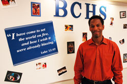 Returning to the place where he excelled as a student-athlete and an assistant coach, Todd Finnell said he followed God&rsquo;s call when he became the director of technology at Bishop Chatard High School in Indianapolis. (Photo by John Shaughnessy)