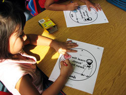 A student participating in a new after-school religious education program at St. Anthony Parish in Indianapolis colors a picture on Aug. 30, the program&rsquo;s first day. (Submitted photo)