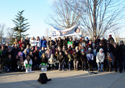 Nearly 70&nbsp;college students and young adults from the Archdiocese of Indianapolis participate in the annual March for Life on Jan. 24 in Washington, D.C. (Photo by Matt Faley)