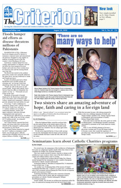 Assistant editor John Shaughnessy&rsquo;s story about sisters&rsquo; Kelly and Megan Gardner&rsquo;s mission work in Peru won first place in the Pontifical Society for the Propagation of the Faith&rsquo;s &ldquo;Interview with Missionaries&rdquo; category. The sisters are graduates of Bishop Chatard High School and members of St. Thomas Aquinas Parish, both in Indianapolis. The Criterion recently won four awards from the Catholic Press Association and the Pontifical Society for the Propagation of the Faith.