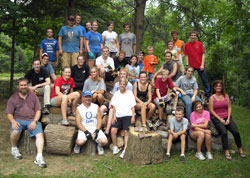 Teenagers and youth ministry leaders from St. Agnes Parish in Nashville, and St. Ann, St.&nbsp;Benedict and Sacred Heart of Jesus parishes in Terre Haute spent three days in early August assisting people in need in Brown County. (Submitted photo)