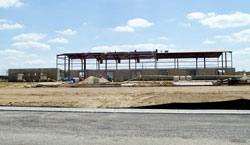 Construction of the new St. Mary School in Greensburg is progressing on schedule. It will open in time for classes in August 2012. A Sept. 17 &ldquo;Kickball Classic&rdquo; will help raise funds for the building project. (Submitted photo by Rhonda Trenkamp)