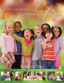 Children, families and senior citizens are featured in the U.S. bishops&rsquo; 2011 Respect Life educational campaign poster. (Photo courtesy USCCB Secretariat of Pro-Life Activities)
