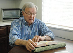 In retirement, Father Francis &ldquo;Frank&rdquo; Bryan continues to make praying the&nbsp;Liturgy of the Hours a part of his life. (Photo by John Shaughnessy)