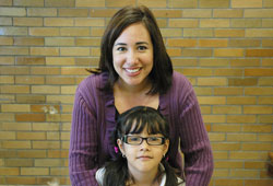Esmeralda Gomez and her daughter, Aylee, are all smiles because of the girl&rsquo;s experiences at St. Philip Neri School in Indianapolis. Aylee has been able to attend the school through the generosity of people who contribute to the Educational CHOICE Charitable Trust. (Photo by John Shaughnessy)