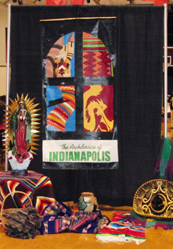 This colorful display, including an image of Our&nbsp;Lady of Guadalupe, was featured at the Hispanic ministry event on Sept. 29 at Cardinal Ritter Jr./Sr. High School in Indianapolis. (Submitted photo)