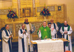 Bishop Christopher J. Coyne, apostolic administrator, was the principal celebrant during the Oct. 27 Mass at St. Joseph University Church in Terre Haute marking the parish&rsquo;s 175th anniversary. (Submitted photo)