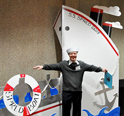 Justin Graves has fun during the 13th annual SPRED dinner dance at the Marten House Hotel and Conference Center in Indianapolis on March 2. This year&rsquo;s theme for the event was &ldquo;All Aboard the Love Boat.&rdquo; (Photo by Natalie Hoefer)