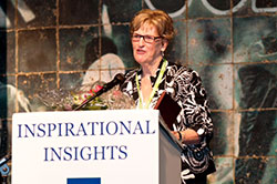 Annette &ldquo;Mickey&rdquo; Lentz shares words of thanks after being recognized as the 2013 Catholic Person of the Year by the Southside Catholic Business Professionals on April 18. (Submitted photo)