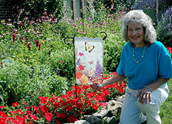 Tina Settles created the Children&rsquo;s Memorial Butterfly Garden at Good Shepherd Parish in Indianapolis as a place to remember and celebrate the lives of her only child and other children who died too soon. (Photo by John Shaughnessy)
