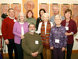 A group of Benedictine oblates of Saint Meinrad Archabbey in St. Meinrad from Bloomington pose in the monastery&rsquo;s guest house. Benedictine oblates are lay people who seek to live out their faith in the world according to the Rule of St. Benedict. (Submitted photo)
