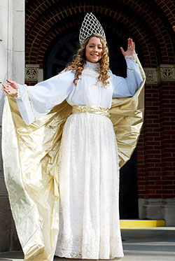 The Christmas Angel is a traditional figure who greets revelers at Ferdinand&rsquo;s Christkindlmarkt. (Submitted photo)