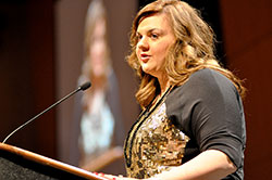 Abby Johnson, author of unPlanned and former director of a Planned Parenthood facility who turned pro-life four years ago after witnessing an ultrasound-guided abortion, was the keynote speaker at Right to Life of Indianapolis&rsquo; 31st Celebrate Life dinner, held at the Indiana Convention Center in Indianapolis, on Sept. 17. (Photo by Natalie Hoefer)