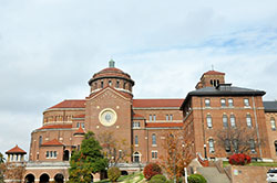 Monastery Immaculate Conception of the Sisters of St. Benedict in Ferdinand, Ind., in the Diocese of Evansville sits on top of a hill in the southern Indiana town in this Nov. 16 photo. For all 16 years of the existence of Ferdinand&rsquo;s Christkindlmarkt, the monastery has served as the site of the opening ceremony. (Photo by Natalie Hoefer)