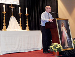 Deacon Rick Wagner shares the challenges of being &ldquo;the new men of God&rdquo; on Sept. 20 during the eighth Indiana Catholic Men&rsquo;s Conference at the Indianapolis Marriott Downtown. (Photo by Mike Krokos)