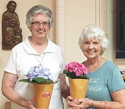 With the help and input of Franciscan Sister Margie Niemer, left, Jeannine &ldquo;Andy&rdquo; Murphy created A Sign of the Cross, a film that captures the lives and the 165-year history of the Franciscan sisters in Oldenburg. (Submitted photo)