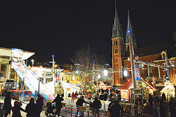 St. John the Evangelist Parish&rsquo;s Christkindl Village lights up the night in Indianapolis on Dec. 19, 2015. (Submitted photo) 