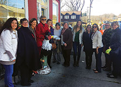 Several members of the Scecina Women&rsquo;s Giving Circle&mdash;a philanthropic group of women who pool their funds to support the students of Father Thomas Scecina Memorial High School in Indianapolis&mdash;pose outside of a restaurant in Oldenburg on Dec. 3, 2017. One of the purposes of the trip was to visit the convent of the Sisters of the Third Order Regular of St. Francis in Oldenburg, which over the years provided many teachers to the Indianapolis East Deanery high school. (Submitted photo)