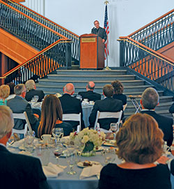 Archbishop Charles C. Thompson on Aug. 16 tells past and current board members that the Catholic Community Foundation&rsquo;s nearly 500 endowments &ldquo;tell a story about how the Catholic faith is being lived throughout central and southern Indiana.&rdquo; (Photos by Natalie Hoefer)