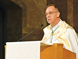 Archbishop Charles C. Thompson delivers a homily during a &ldquo;Holy Hour of Prayer, Penance and Healing&rdquo; on Sept. 15 at SS. Peter and Paul Cathedral in Indianapolis. (Photo by Natalie Hoefer)