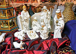 This Nativity set, one of the roughly 1,000 cr&egrave;ches and Nativity-related items Larry and Amy Higdon have collected, is included among the couple&rsquo;s display in their barn in Fairland. (Photo by Natalie Hoefer)