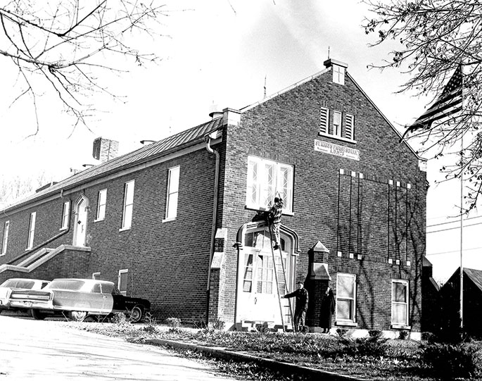 The school at St. Mary-of-the-Woods Parish in St. Mary-of-the-Woods is seen in this photo from 1967. The school was founded by St. Theodora Gu&eacute;rin in 1842 and operated until 1969. The school building shown in this photo was built in 1923.
