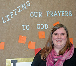Leading her students to &ldquo;encounters with Christ&rdquo; has always been the primary goal for Elizabeth &ldquo;Libby&rdquo; Wright Saldanha, a teacher at Holy Family School in New Albany. (Photo by John Shaughnessy)