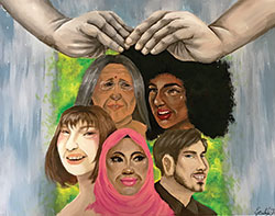 A sophomore at Roncalli High School in Indianapolis, Emily Och earned second place in a national contest for her painting, &ldquo;Our Greatest Shelter, God.&rdquo; (Submitted photo)