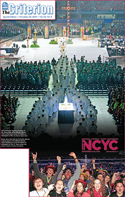 The Criterion staff received a first-place award from the Catholic Press Association of the United States and Canada for its coverage of the National Catholic Youth Conference during the 2019 calendar year. The award was in the Best Reporting on a Special Age-Group&mdash;Children and Teens Younger than 18.