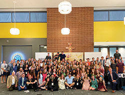 Participants at the Missionary Disciples Institute at Marian University in Indianapolis pose for a group photo. The theme for this year&rsquo;s weeklong gathering was &ldquo;Radiant Witness,&rdquo; inspired by Pope Francis&rsquo; 2013 apostolic exhortation &ldquo;The Joy of the Gospel.&rdquo; (Submitted photo)