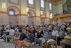 Couples married for 50 years stand and receive applause from the congregation gathered to celebrate the archdiocese&rsquo;s 37th annual Wedding Anniversary Mass at SS. Peter and Paul Cathedral in Indianapolis on Aug. 29. (Photos by Natalie Hoefer)