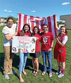 At Indiana University in Bloomington, five young adults work as a team to bring the joy of Jesus to the students on campus. The members of IU&rsquo;s FOCUS team &mdash;Fellowship of Catholic University Students&mdash;are Brennan Skerjanec, left, Gabby Hancock, Lizzy Joslyn, Gabe McHaffie and Lizz White. (Submitted photo)