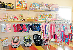 Baby items fill a resource room at the Women&rsquo;s Care Center in Indianapolis. (File photo by Natalie Hoefer)