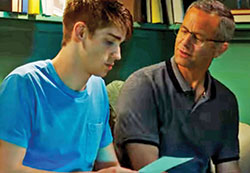 In this scene from the Lifemark movie trailer, Raphael Ruggero as David Scotton and Kirk Cameron as David&rsquo;s father Jimmy Scotton share a deep conversation. (Photo courtesy of Lifemark Movie; lifemarkmovie.com) 