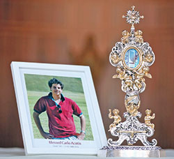 A relic of Blessed Carlo Acutis, an Italian teenager who died in 2005 and was beatified in 2020, will be on display for veneration on Feb. 18 at East Central High School in St. Leon during the eighth annual E6 Catholic Men&rsquo;s Conference, sponsored by All Saints Parish in Dearborn County. (Submitted photo)