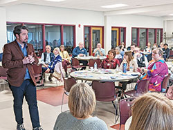 Timothy O&rsquo;Malley, director of education at the McGrath Institute for Church Life at the University of Notre Dame, gives a presentation on the Eucharist to archdiocesan leaders in catechesis, youth ministry and college campus ministry on March 1 at St. Paul Catholic Center in Bloomington. (Photo by Sean Gallagher)