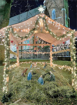 This Nativity scene, created by members of the Hispanic community of Holy Trinity Parish in Edinburgh, was stolen from the parish grounds last year, just before the feast of Our Lady of Guadalupe on Dec. 12. Members of the parish&rsquo;s Hispanic community plan to build another Nativity scene before Christmas. (Submitted photo)