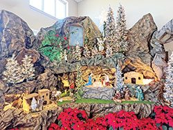 This cr&egrave;che in the narthex of St. Joseph Church in Indianapolis was designed and constructed by Thoai Keeley, a former member of the parish&rsquo;s Vietnamese community who moved to South Carolina but returns each Advent to design and build a new cr&egrave;che for the church. (Submitted photo by Father Pious Malliar Bellian)